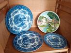 3 blauwe borden en 3D bord, Antiek en Kunst, Ophalen of Verzenden