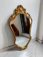 Vintage spiegel met gouden kuif uit de jaren 70 in Franse st, Antiek en Kunst, Ophalen, Ovaal, Minder dan 50 cm, Minder dan 100 cm