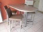 hoge keukentafel (ca. 100 cm) met 4 stoelen in leder, Huis en Inrichting, Tafels | Eettafels, Ophalen, 100 tot 150 cm, 50 tot 100 cm