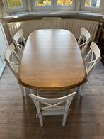 Landelijke eettafel met 6 stoelen, Huis en Inrichting, Complete eetkamers, Ophalen, Zo goed als nieuw