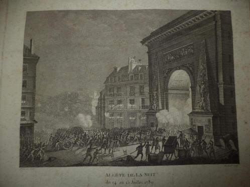 Franse Revolutie Parijs 1789 bestorming van de BASTILLE, Antiek en Kunst, Kunst | Etsen en Gravures, Ophalen of Verzenden