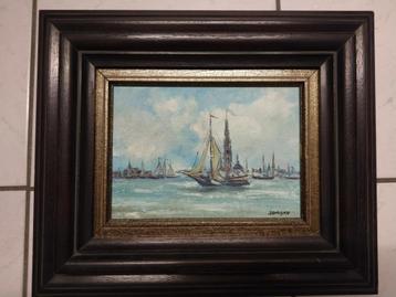Schilderij J. Dieltjens "Schepen" beschikbaar voor biedingen