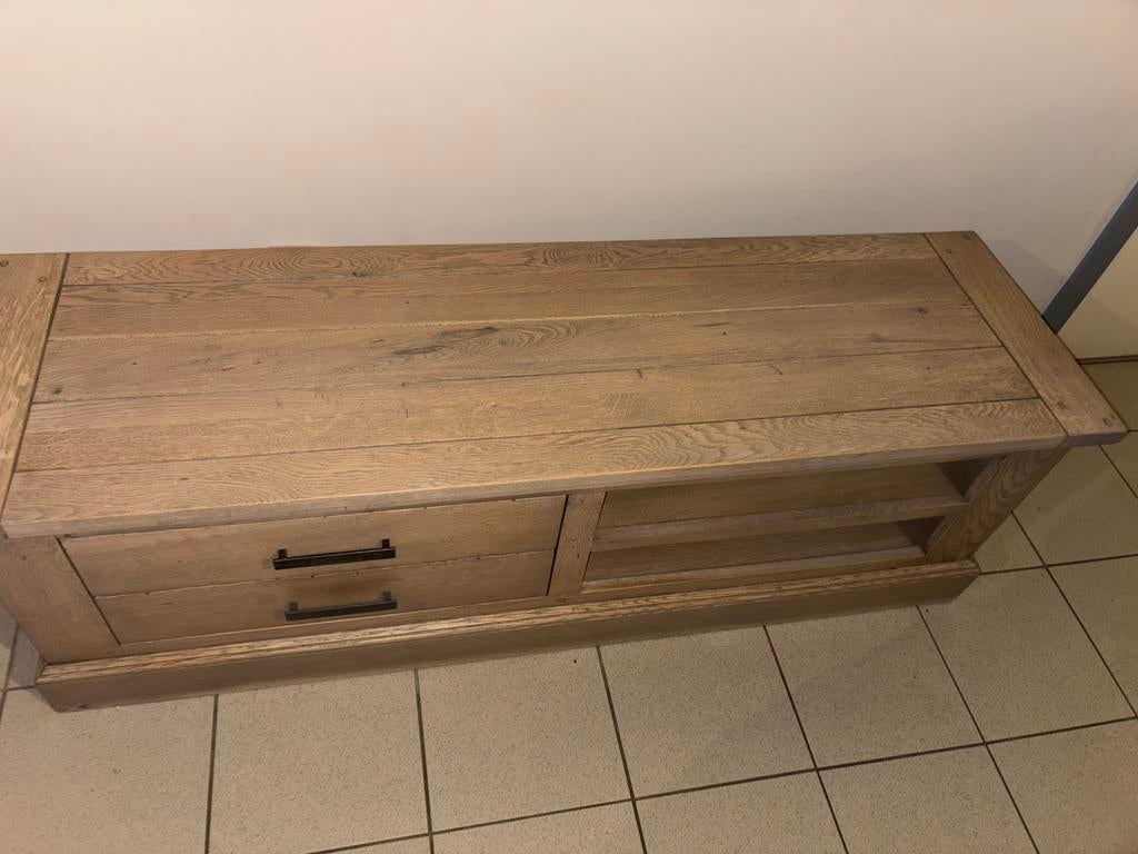 Meuble TV exclusif en chêne massif, Maison & Meubles, Armoires | Mobilier de télévision, Enlèvement, Comme neuf