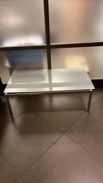 Table Basse de salon en verre sablé, Comme neuf, Métal, 100 à 150 cm, Rectangulaire