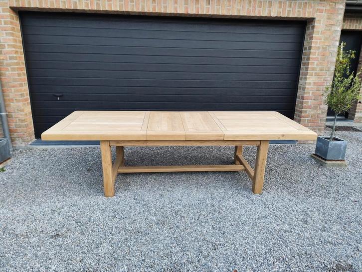 Boerentafel 2m80 massief eikenhout met verlengstukken, Huis en Inrichting, Tafels | Eettafels, Zo goed als nieuw, Eikenhout, Ophalen