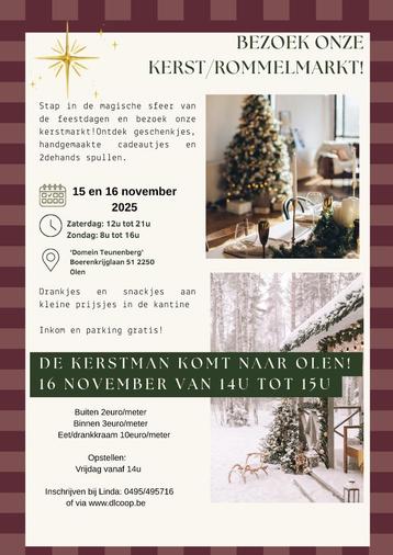 Kerst/rommelmarkt Olen 15 en 16 november beschikbaar voor biedingen