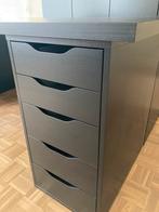 A: Ikea Alex : 2 ladenblokken plus bureaublad in zwart/bruin, 5 tiroirs ou plus, Moins de 100 cm, 150 à 200 cm, Comme neuf
