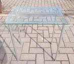 Glazen side table op alu onderstel, Ophalen, Gebruikt
