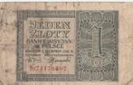 ZEDEN 1 ZLOTY 1941 POLEN, Postzegels en Munten, Bankbiljetten | Europa | Niet-Eurobiljetten, Verzenden, Polen, Los biljet