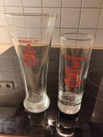 Set van 2 vintage glazen Drankenhandel Verhelst Dendermonde, Verzamelen, Glas en Drinkglazen, Ophalen, Gebruikt, Bierglas