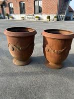 Koppel prachtige zware gietijzeren tuinvazen, Tuin en Terras, Ophalen, Gebruikt