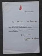 Lettre signée à la Reine Mathilde 2008, Collections, Maisons royales & Noblesse, Enlèvement ou Envoi