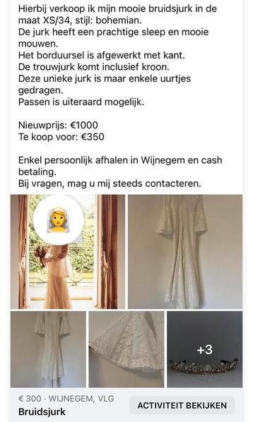 Bruidsjurk XS, Enlèvement, Comme neuf, Blanc, Robe de mariée