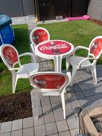 Vintage Coca-Cola terrasstoelen en tafel, Ophalen, 4 zitplaatsen, Kunststof, Gebruikt