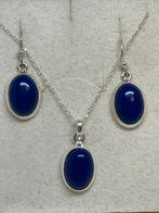 Zilveren setje met echte lapis lazuli, Handtassen en Accessoires, Oorbellen, Blauw, Nieuw, Ophalen of Verzenden, Met edelsteen