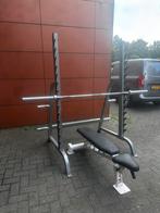 Squatrek , Olympische Halterstang, Bankje,130kg Bumperplates, Sport en Fitness, Fitnessmaterialen, Ophalen, Gebruikt, Overige typen