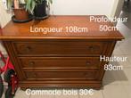 Commode d’époque en bois (30€)  à récupérer - Bruxelles, Huis en Inrichting, Kasten | Ladekasten, Minder dan 100 cm, Bois, époque