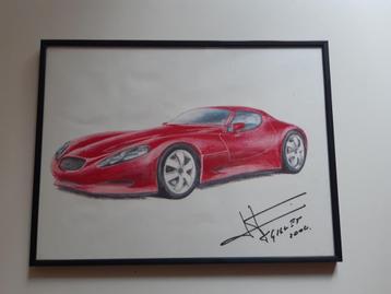 Potloodtekening Tony Gillet 2004 autosalon beschikbaar voor biedingen