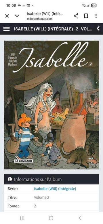 Isabelle, Livres, BD, Enlèvement ou Envoi, Comme neuf
