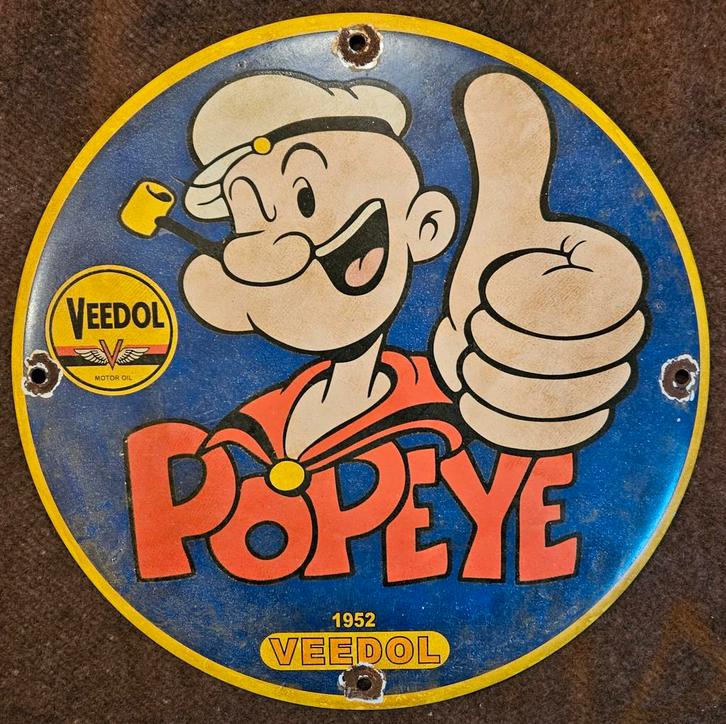 Popeye emailbord Veedol Motor Oil
Dit is een ron, Verzamelen, Overige Verzamelen, Ophalen of Verzenden