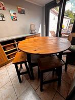 Hoge tafel en 4 krukken, Huis en Inrichting, Tafels | Eettafels, Ophalen, Gebruikt, 50 tot 100 cm, Rond