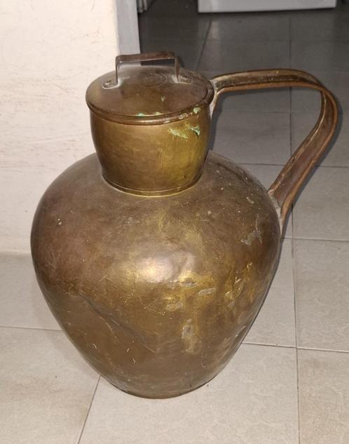 Grote oude zware antieke koperen melkkan/waterkan met deksel, Antiek en Kunst, Antiek | Brons en Koper, Koper, Ophalen