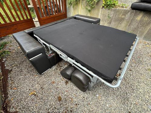 Canapé-lit, Huis en Inrichting, Fauteuils, Gebruikt, Leer, 100 tot 125 cm, Ophalen of Verzenden