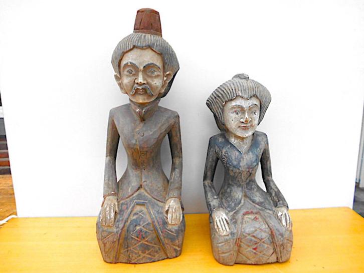 Indonesië : Huwelijkskoppel beeldjes / Loro Blonyo, Verzamelen, Beelden en Beeldjes, Mens, Ophalen of Verzenden