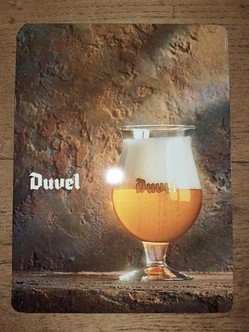 Reclame Duvel Moortgat metaal op karton, versie 1997, Enlèvement ou Envoi, Utilisé, Panneau, Plaque ou Plaquette publicitaire