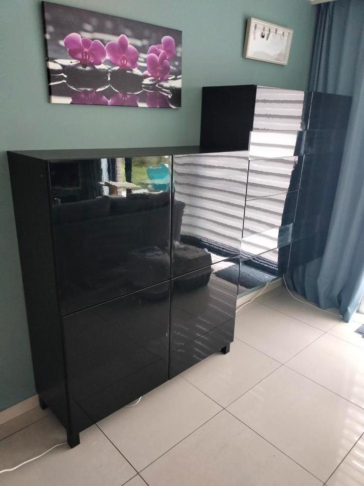 Twee zwarte living kasten, Huis en Inrichting, Kasten | Dressoirs, Gebruikt, Ophalen