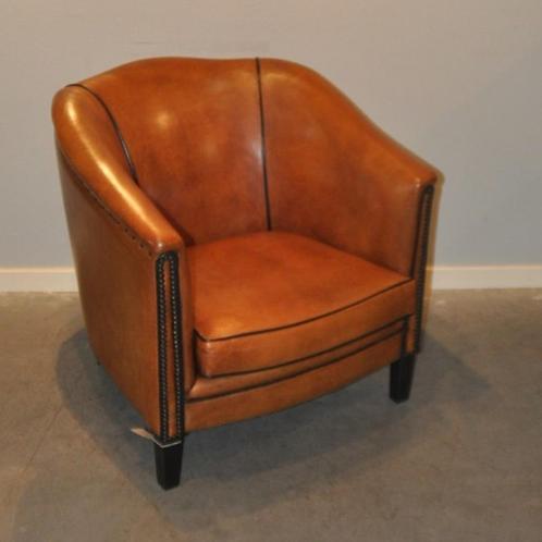 Kleine schapenleren fauteuil in topstaat, Huis en Inrichting, Fauteuils, Zo goed als nieuw, Ophalen of Verzenden