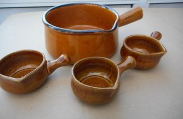 vuurvaste kom + 3 kleinere, Enlèvement, Utilisé, Poterie