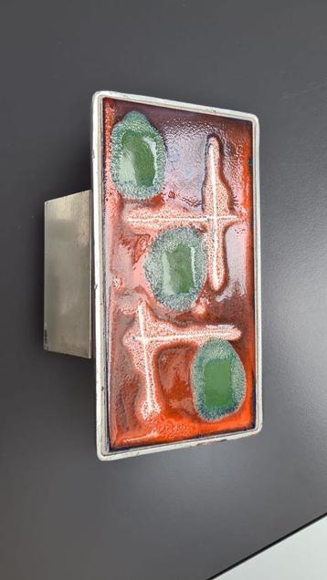 Mid-century aluminium / keramiek deurklink, groen oranje