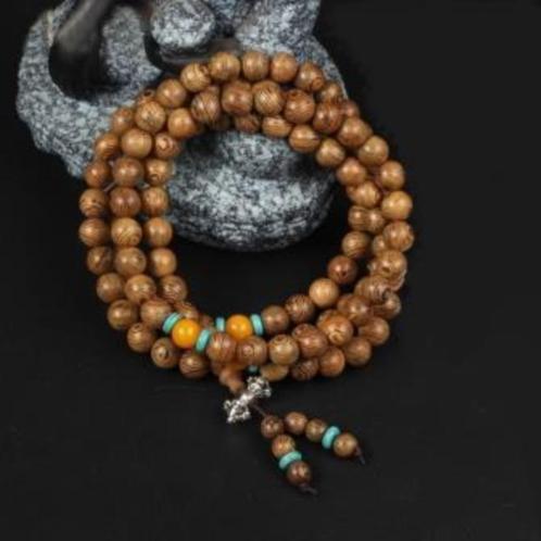 Mala armband van Wengé hout met Dorjé, Verzamelen, Religie, Nieuw, Boeddhisme, Ophalen of Verzenden