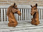 2 prachtige gietijzeren paarden hoofden, zeer mooi model !!!, Tuin en Terras, Tuinbeelden, Ophalen of Verzenden, Zo goed als nieuw
