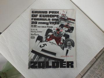 OFFICIEEL PROGRAMMA FORMULE 1 ZOLDER 1973 beschikbaar voor biedingen