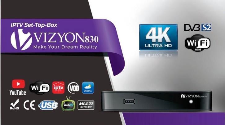 VIZYON 830 IPTV SET TOP BOX MEDIA PLAYER, Audio, Tv en Foto, Mediaspelers, Zo goed als nieuw, HDMI, USB 2.0, Ophalen