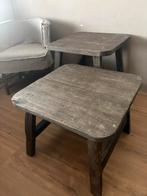 Twee old farm tafeltjes van aura Peeperkorn, Ophalen, Vierkant, Nieuw, 55 tot 75 cm