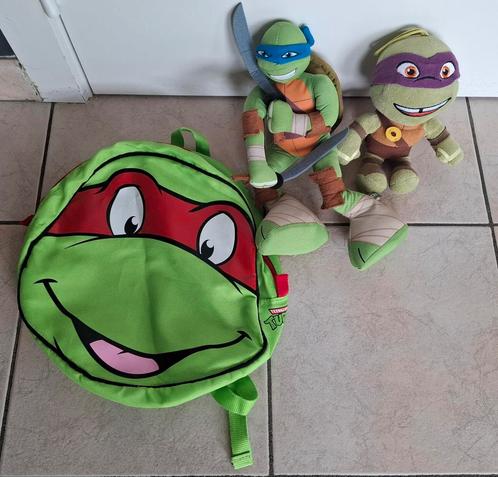 2 knuffels/pluche Ninja Turtles + rugzak (zie foto's), Kinderen en Baby's, Speelgoed | Knuffels en Pluche, Zo goed als nieuw, Ophalen of Verzenden