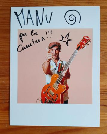 Gesigneerde foto van Manu Chao.  beschikbaar voor biedingen