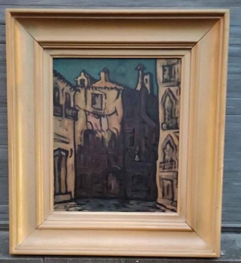 Huile sur panneau maison signe ben genaux, Antiek en Kunst, Kunst | Schilderijen | Klassiek, Ophalen of Verzenden