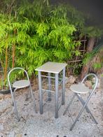 Table compact avec 2 tabourets de bar / chaises pliantes, Maison & Meubles, Tabourets de bar, Utilisé, Enlèvement ou Envoi