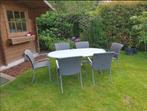 Tuin tafel + 6 stoelen, Jardin & Terrasse, Tables de jardin, Ovale, Enlèvement, Utilisé, Aluminium