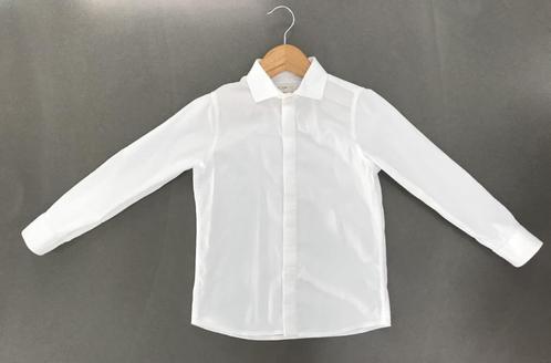 Wit hemd, slim fit met verborgen knoppen maat 116, Kinderen en Baby's, Kinderkleding | Maat 116, Zo goed als nieuw, Jongen, Overhemd of Blouse