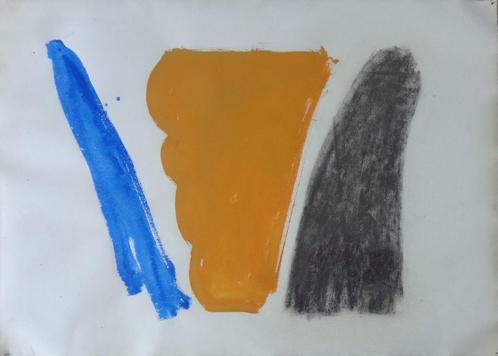 FRANK VAN DEN HEUVEL / ABSTRACTIE / GOUACHE / 57x72cm KADER, Antiek en Kunst, Kunst | Schilderijen | Abstract, Ophalen