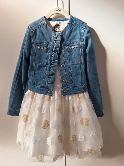 Communiekleedje/feestkleedje met vestje Gymp maat 128, Kinderen en Baby's, Kinderkleding | Maat 128, Zo goed als nieuw, Setje