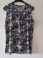blauw-zwart-wit-bruin topje met vlekken, Blauw, Maat 42/44 (L), Nieuw, Ophalen of Verzenden