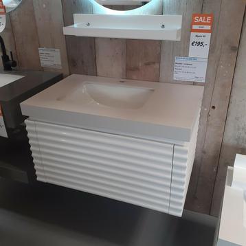 ECHT LEISTEEN! Badmeubel + planchet, Glans wit, Mynte 80 cm beschikbaar voor biedingen