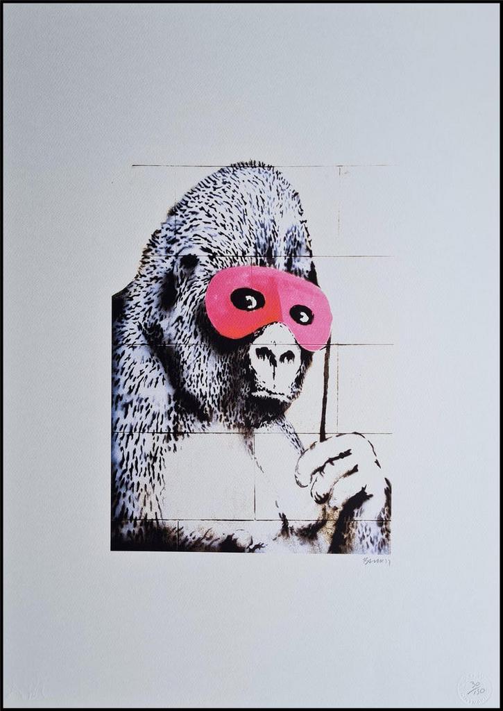 Banksy - Gorilla in a Pink Mask, Antiek en Kunst, Kunst | Litho's en Zeefdrukken, Ophalen of Verzenden