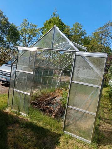Aluminium serre 4,5m lang 2.5m breed. Zelf af te breken, Enlèvement, Verre, Comme neuf, Aluminium